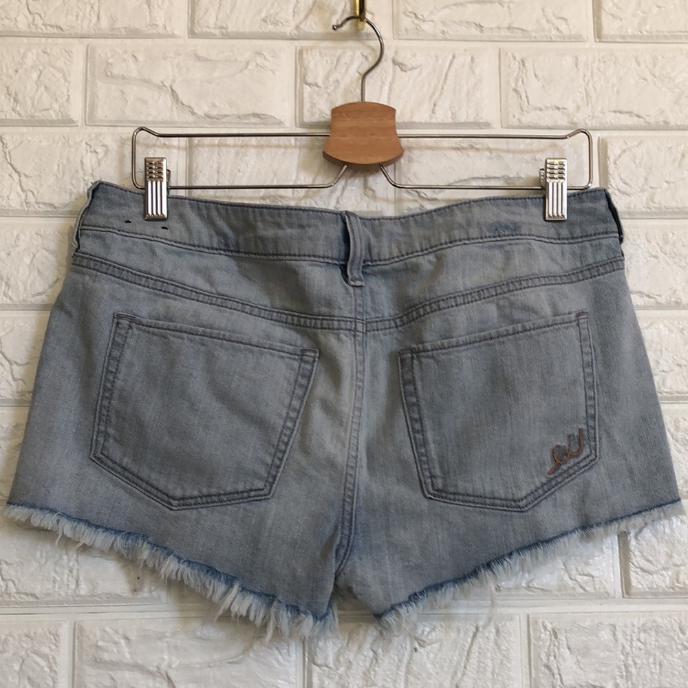 Express distressed jean shorts w/ striped pockets - Picture 5 of 7